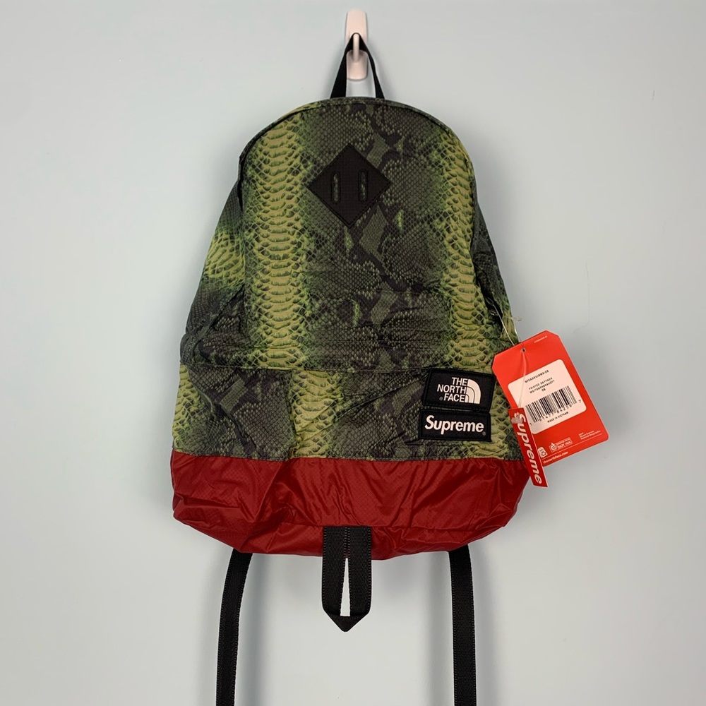 2018 Supreme The North Face Red Green Snakeskin Lightweight Pack Backpack